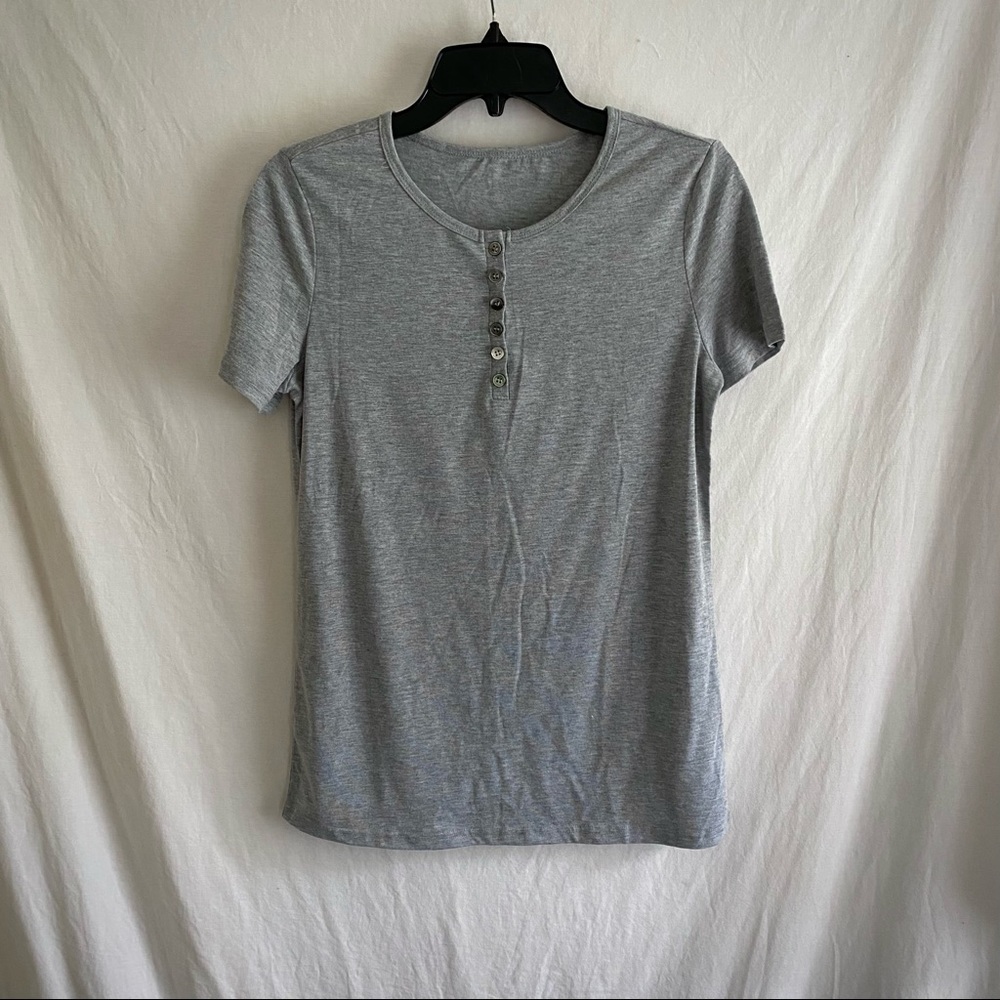Grey Button Tee